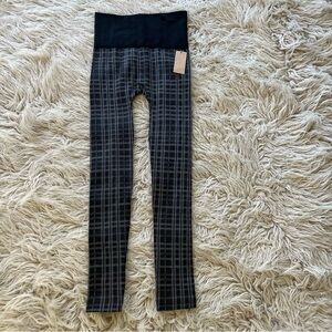 NWT Shosho black grey checkered plaid stretchy leggings pants size S/M